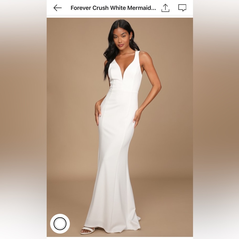 Lulu’s Forever Crush White Mermaid Maxi Dress